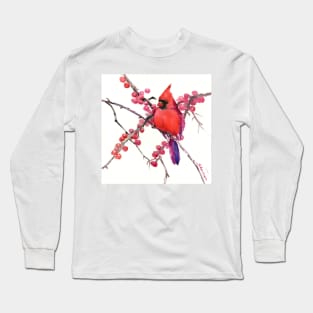 Cardinal Bird and Berries Long Sleeve T-Shirt